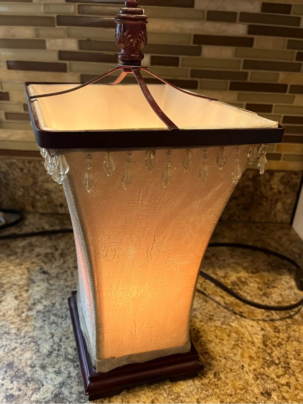 Elegant Cream Accent Table Lamp with Beaded Trim